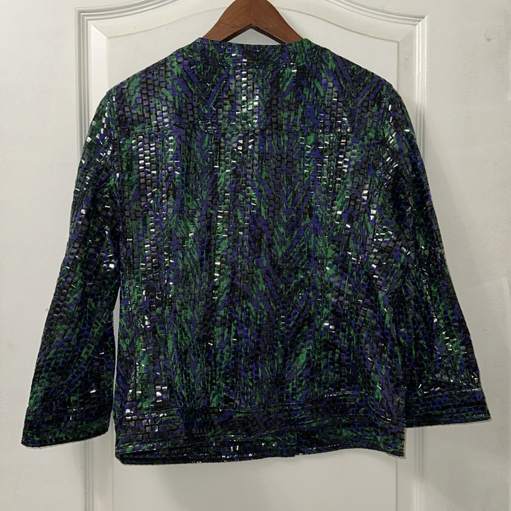 Ruby Rd. Jacket Multicolor Abstract Sequin Button… - image 5